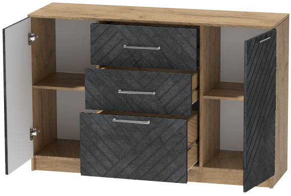 Комод №3 "Иннэс-7", Крафт золотой/Бетон графит