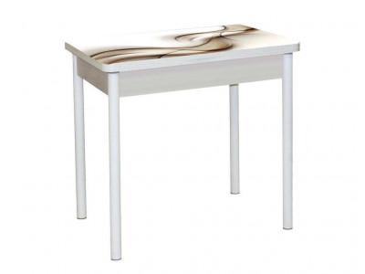 Бронкс фотопечать стол обеденный поворотно-раскладной / текстура 032/дуб молочный/белый