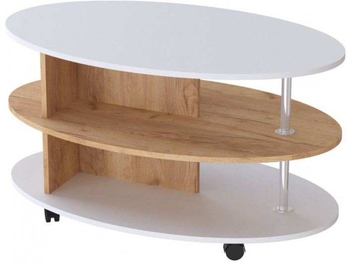 Журнальный стол Консул-4 белый/дуб крафт золотой