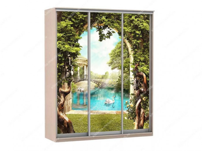 Шкаф купе Модерн 1776х600 3-х дверный 3-х секционный фотопечать №3 ясень