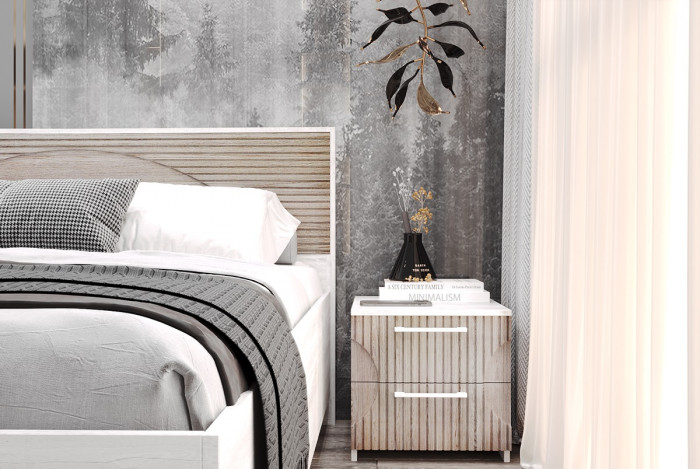 Кровать КИНГ-САЙЗ 180х200 "Монтале" - Бетон пайн светлый/Астана роузвуд