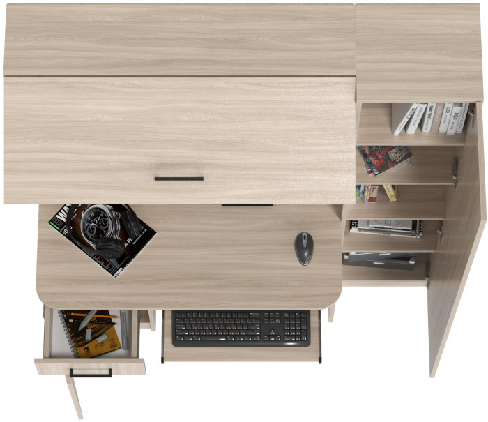 Стол рабочий 6-0603ТМяс.св Альфа, цвет ясень шимо светлый, ШхГхВ 137х61х181 см., универсальная сборка