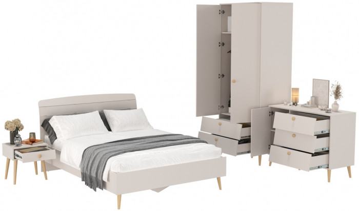 Афина Спальня 23-1400, цвет кашемир серый, сп.м. 1400х2000 мм., б/м, основание есть - фанера