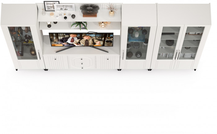 Валенсия Гостиная № 109, ЛДСП белый шагрень/МДФ белый шагрень