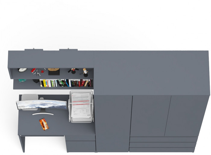 Мори компьютерный стол МС-1 правый + Шкаф МШ1200.1 + Полка 900, графит