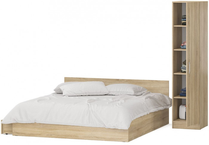 Кровать с ящиками 1800 + Пенал Стандарт, дуб сонома