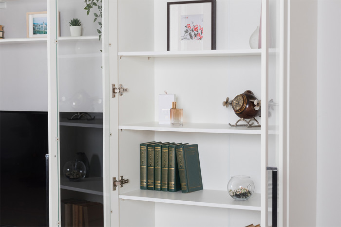 Валенсия Гостиная № 124, цвет ЛДСП белый шагрень/МДФ белый шагрень, ШхГхВ 405,4х38,4х225,2 см., универсальная сборка