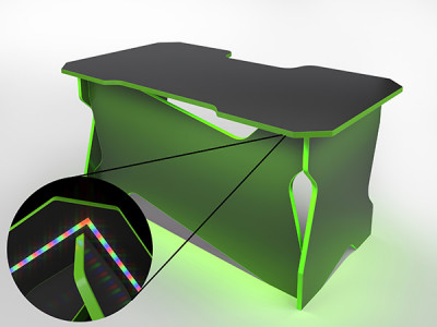 Игровой компьютерный стол RVG с подсветкой Черный/Салатовый 160