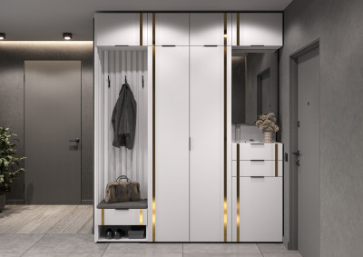 Прихожая Эмэ, набор №5, Белый/Milk Золото, Simple 27