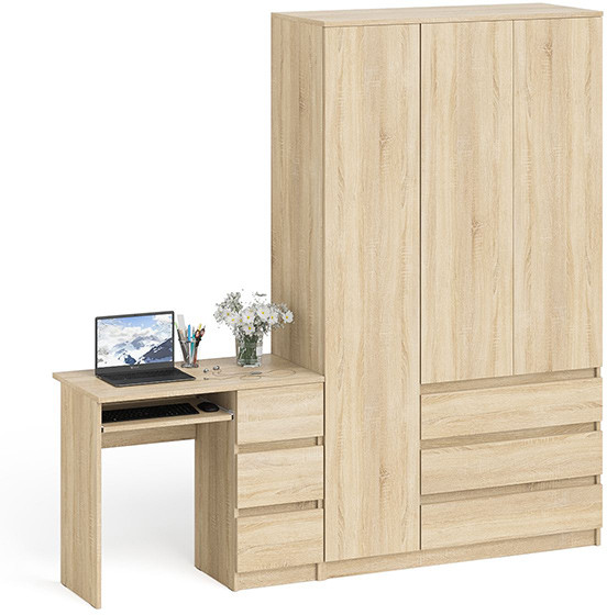 Мори компьютерный стол МС-6 правый + Шкаф МШ1200.1, дуб сонома