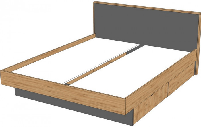 Кровать КИНГ-САЙЗ 180х200 "Мишель" - Дуб наварра/Антрацит