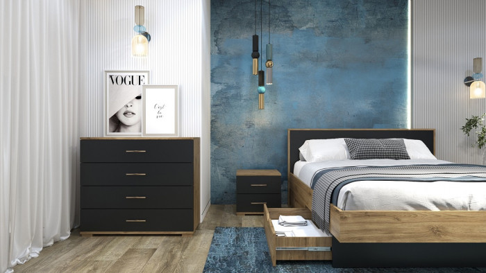 Кровать КИНГ-САЙЗ 180х200 "Мишель" - Дуб наварра/Антрацит