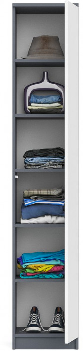 Мори Пенал МШ400.1, цвет графит/белый, ШхГхВ 40,4х50,4х209,6 см., универсальная сборка