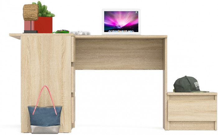 Мори Стол компьютерный МС-16 левый + Тумба ТМП400.1, цвет дуб сонома, ШхГхВ 164,8х84,9х76,6 см., выдвижные ящики слева, НЕ универсальная сборка