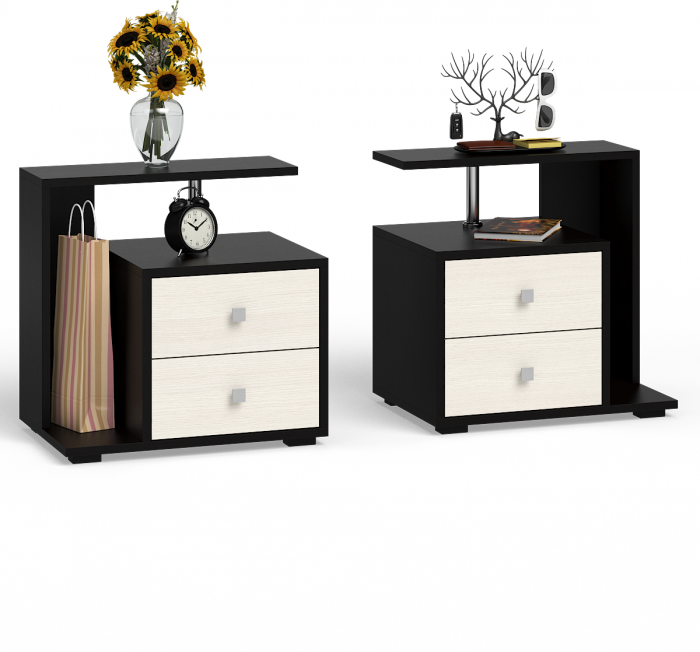 Камелия спальня № 6 Кровать 1200 + Две тумбы + Стол косметический + Зеркало, цвет венге/дуб лоредо, сп.м. 1200х2000 мм., б/м, основание есть