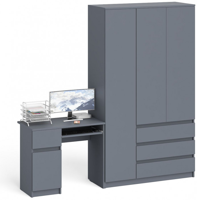 Мори компьютерный стол МС-1 левый + Шкаф МШ1200.1, графит