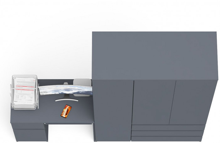 Мори компьютерный стол МС-1 левый + Шкаф МШ1200.1, графит