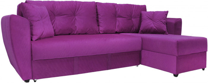 Диван-кровать угловой Амстердам Люкс, 160х200, еврокнижка, независимый пружинный блок, велюр, фиолетовый