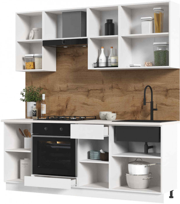 Кухня Мария 2,0 м белый/белый (столешница мрамор лацио белый)