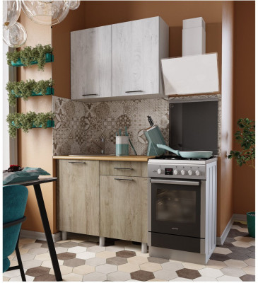 Кухонный гарнитур Палермо 1,0м Дуб Остин Серый/Дуб Остин бежевый