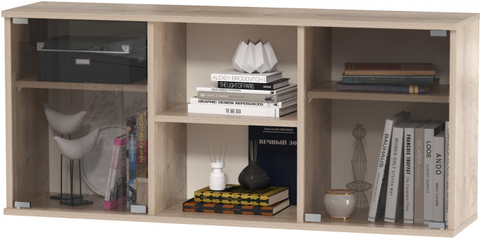 КР100 Бостон № 53, дуб эндгрейн элегантный/фасады МДФ милк рикамо софт, 12.69+10.51+13.154+13.154+13.155+13.155, ШхГхВ 269,6х57,2х194,4 см., ун. сб.