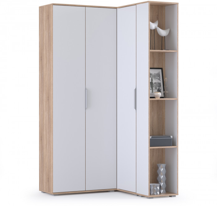 Куба Прихожая 10, цвет дуб сонома/белый премиум, ШхГхВ 118х107,3х210,6 см., универсальная сборка