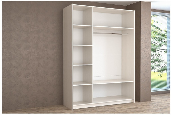 Шкаф-купе Иннэс-5 1400 Ф4/Ф4, Белый глянец