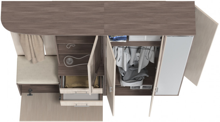 Прихожая Домино 5, цвет бодега тёмный/бодега светлый, ШхГхВ 188х36х202 см., универсальная сборка