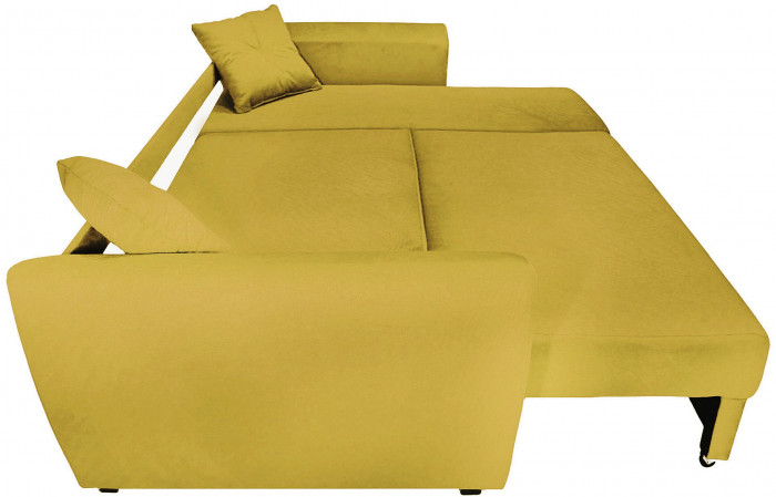 Диван-кровать угловой Амстердам Люкс, 160х200, еврокнижка, независимый пружинный блок, велюр, желтый