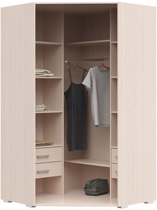 Симба шкаф угловой 2-х створчатый (1135*2000*1135) дуб белфорт/белый глянец