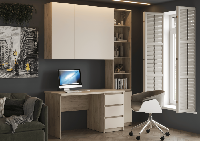 Кабинет Бостон, композиция 2, крафт серый/кашемир