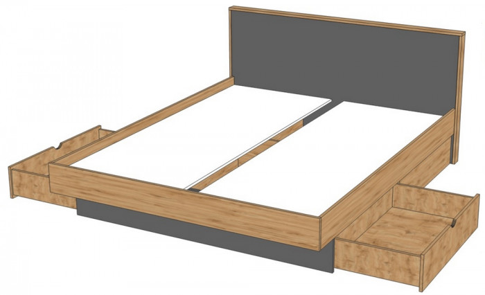 Кровать двуспальная 160х200 "Мишель" - Дуб наварра/Антрацит