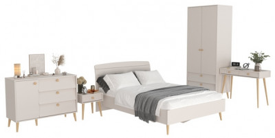 Афина Спальня 25-1400, цвет кашемир серый, сп.м. 1400х2000 мм., б/м, основание есть - фанера