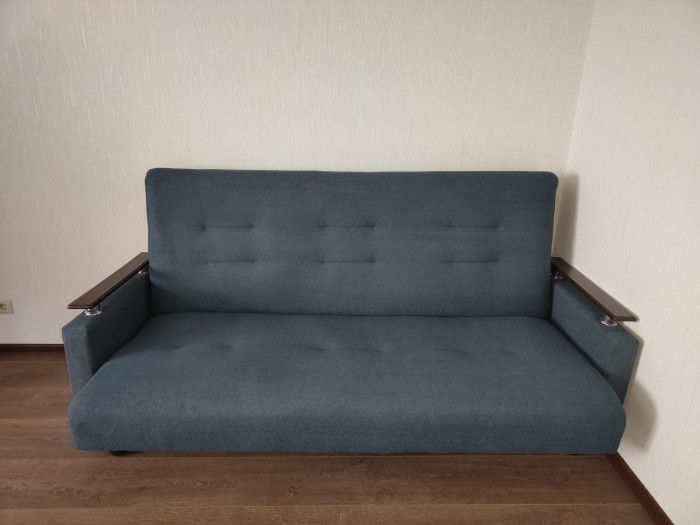 Раскладной диван-кровать, прямой, книжка, цвет серый, Милан Люкс 140