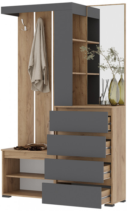 Хелен ПР-01 (Хельга) прихожая серый графит/дуб крафт золото