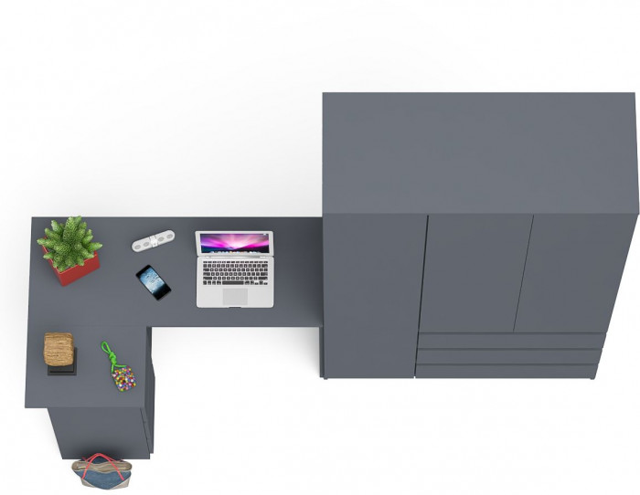 Мори Стол компьютерный МС-16 левый + Шкаф МШ1200.1, цвет графит, ШхГхВ 244,8х84,9х209,6 см., выдвижные ящики слева, НЕ универсальная сборка