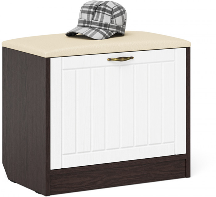 Прихожая П-6 Тумба + Вешалка, цвет венге/фасады МДФ белое дерево фрезеровка прованс, ШхГхВ 60х35х200 см.