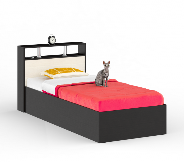 Камелия спальня № 7 Кровать 900 + Стол косметический + Зеркало + Комод, цвет венге/дуб лоредо, сп.м. 900х2000 мм., б/м, основание есть