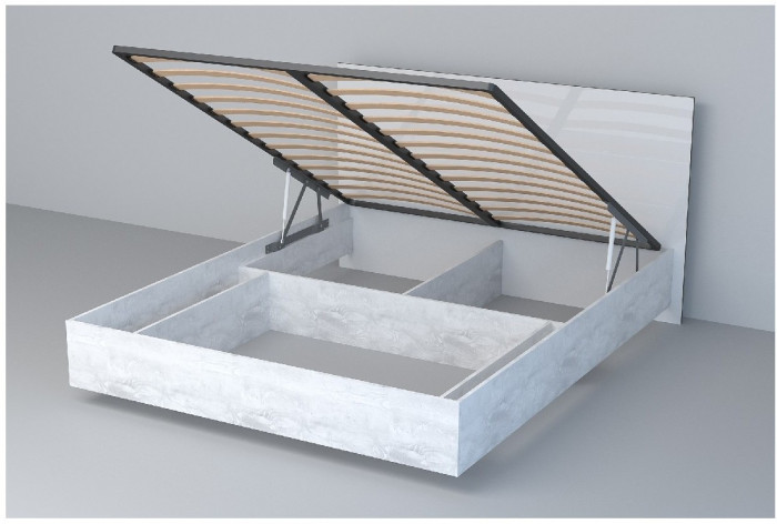 Кровать 1,6 арт.031 (ЛДСП) ПМ (Бетон Светлый/Камень Темный)