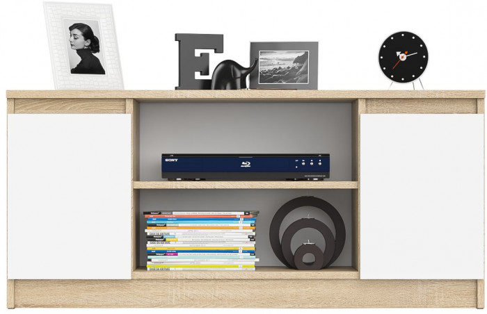 Мори Тумба ТВ МТВ1200.1, цвет дуб сонома/белый, ШхГхВ 120,4х41х54,6 см.