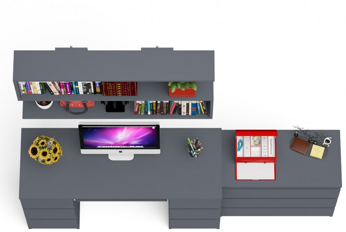 Мори компьютерный стол МС-2 + Комод МК800.1 + Полка 1200, графит