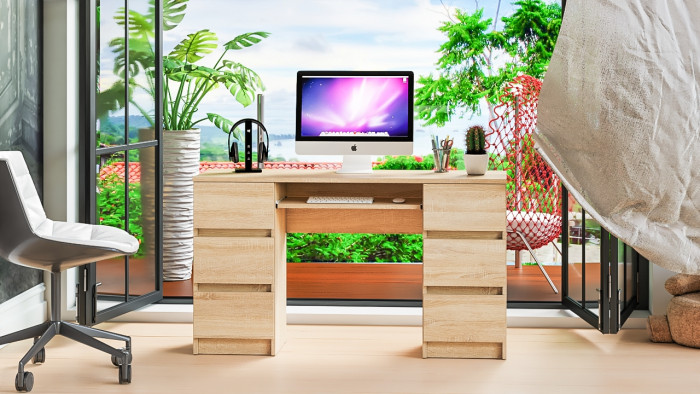 Мори Стол компьютерный МС-2, цвет дуб сонома, ШхГхВ 135,4х50х76,6 см.