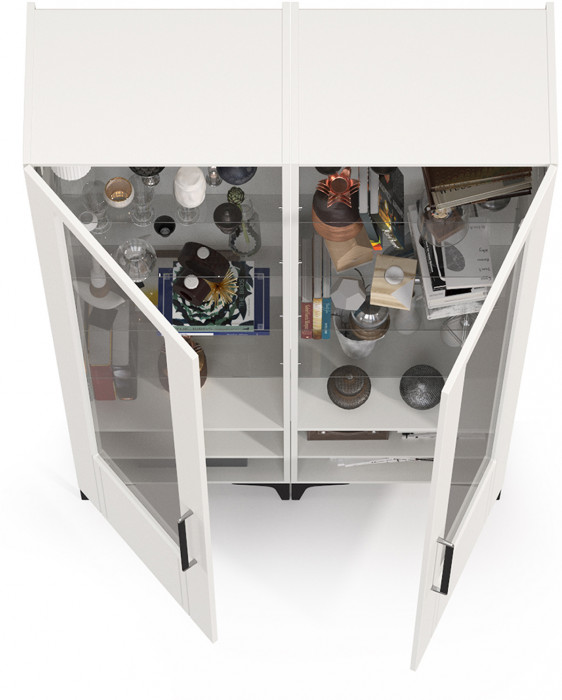 Валенсия Гостиная № 129, цвет ЛДСП белый шагрень/МДФ белый шагрень, ШхГхВ 110х38,1х225,2 см.