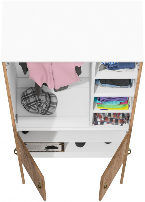 Лидер-8 Модуль Шкаф МД 20Б, белый шагрень/крафт золото