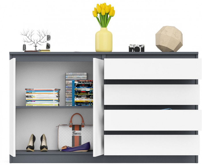 Мори Комод МК1600.1, цвет графит/белый, ШхГхВ 160,4х41х94 см., НЕ универсальная сборка