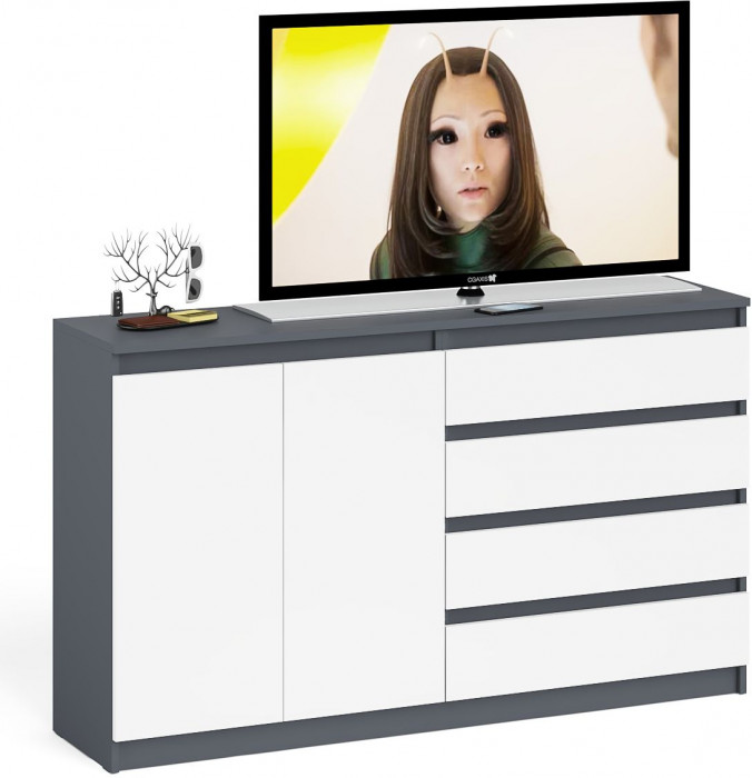 Мори Комод МК1600.1, цвет графит/белый, ШхГхВ 160,4х41х94 см., НЕ универсальная сборка