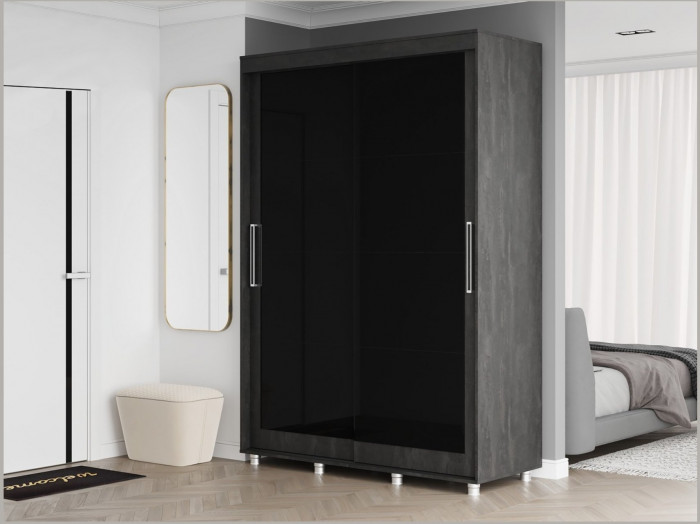 Шкаф-купе Комфорт 12 Прайм EDITION 1,5 м (Камень шёлковый / Белое стекло)