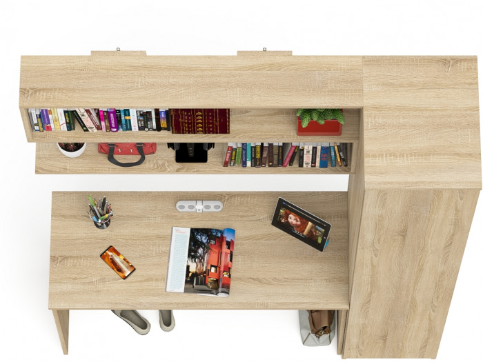 Мори письменный стол МСП1200.1 + Пенал МШ400.1 + Полка 1200, дуб сонома