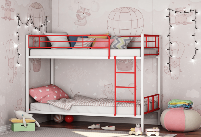 Двухъярусная кровать Севилья-2.01 комби (Красный, Белый)