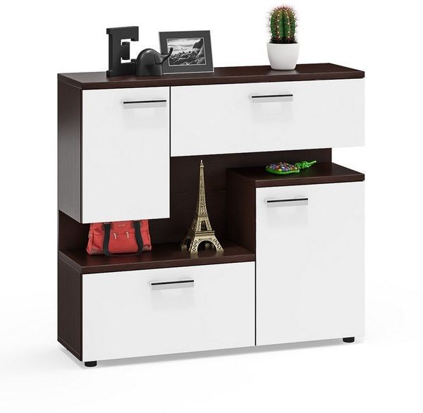 Тумба ТВ С-МД-С1-1000, цвет венге/белый шагрень, ШхГхВ 100х30х93 см., НЕ универсальная сборка